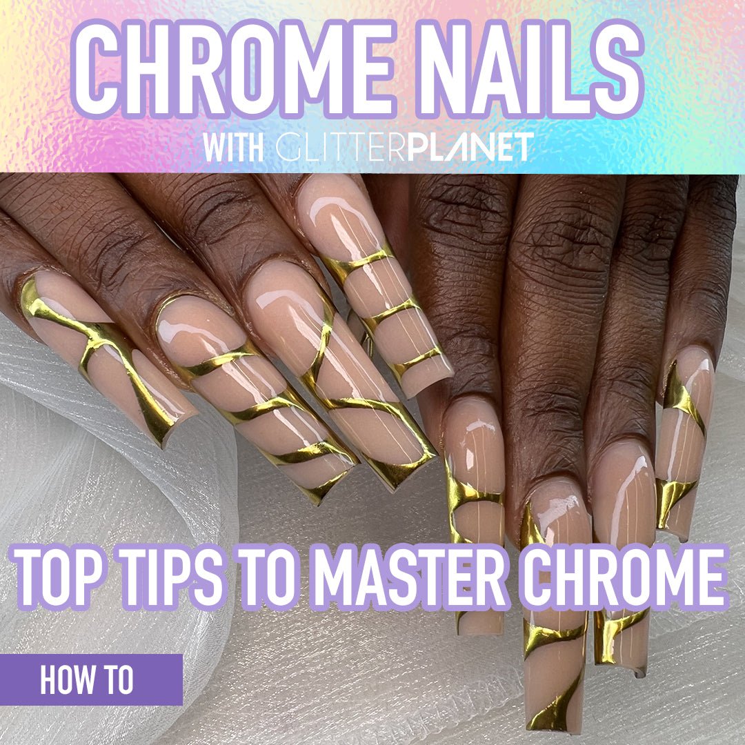 Shimmering Chrome Glitter Nail Design