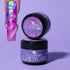 glitter planet 3d elastic gel for nails in a pot with an imposed nail on the image showing the product on a nail design