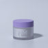 A jar of white acrylic nail powder with nail mate logo in white with a matte finish lilac lid. the jar in on a white backdrop