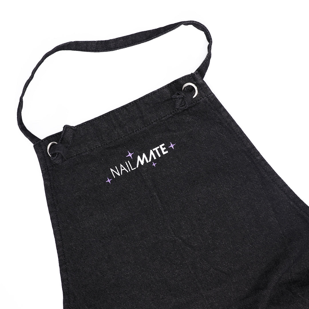 Denim Effect Distressed Apron with Pockets