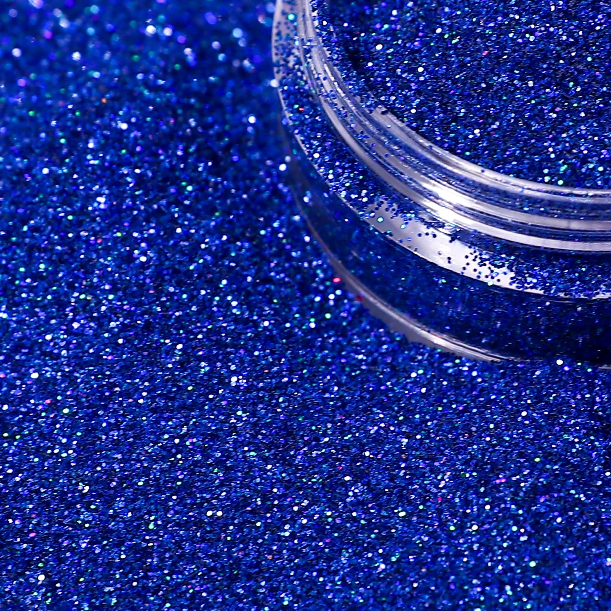 fine holo blue nail glitter in a jar
