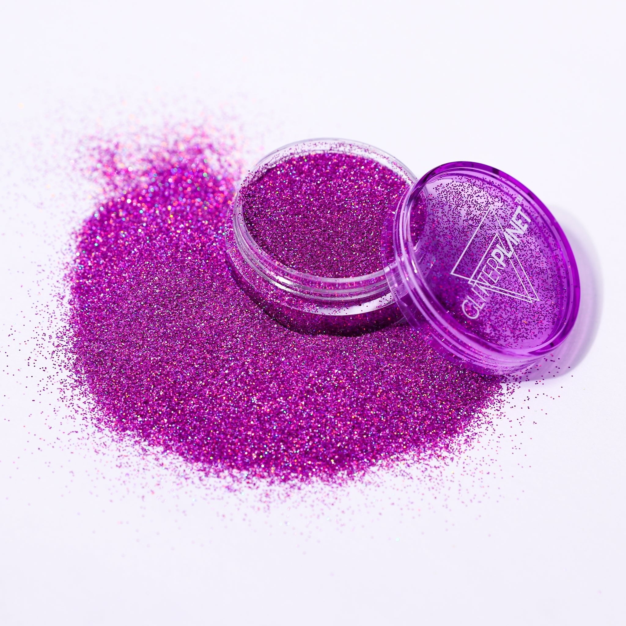 Fine Holographic Pink Nail Glitter on white background