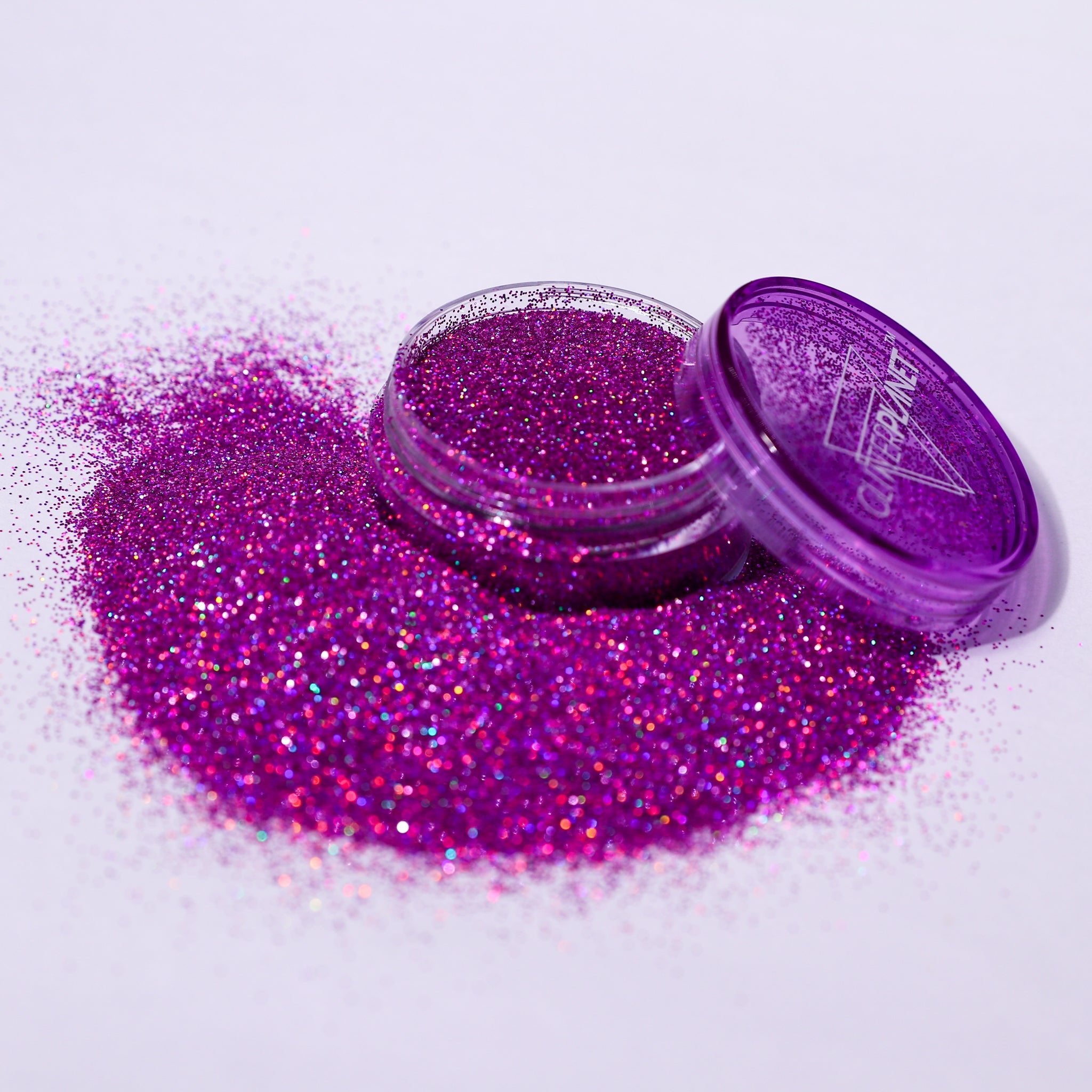 Fine Holographic Pink Nail Glitter on white background