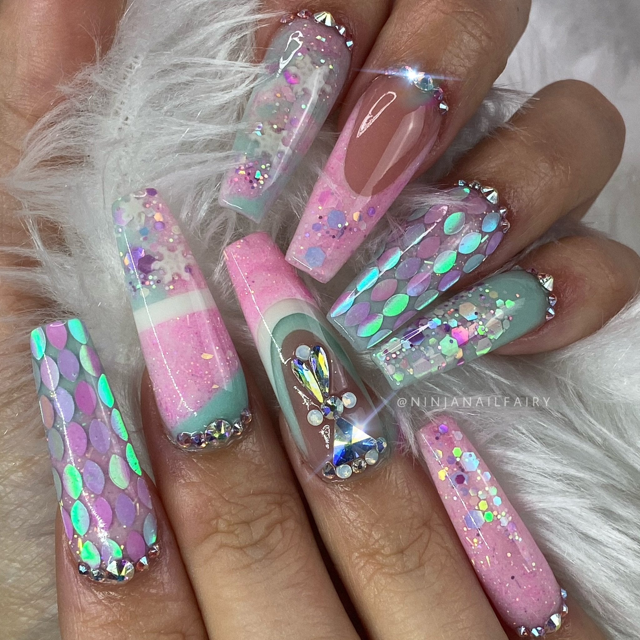 Baby Blue Pearl Rice Shape Nail Glitter