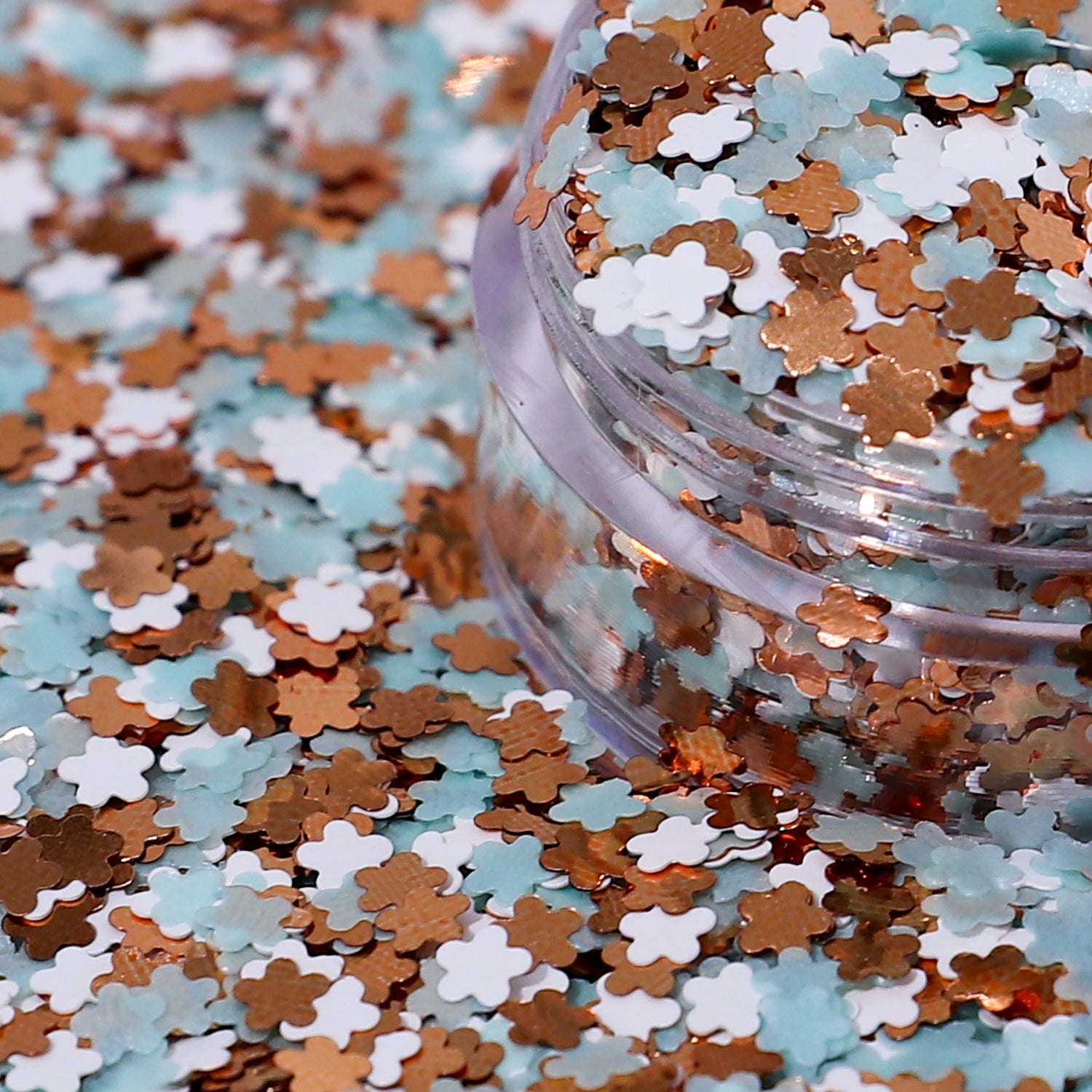 Bloomin Teal & Gold Flower Shapes Nail Glitter 5g