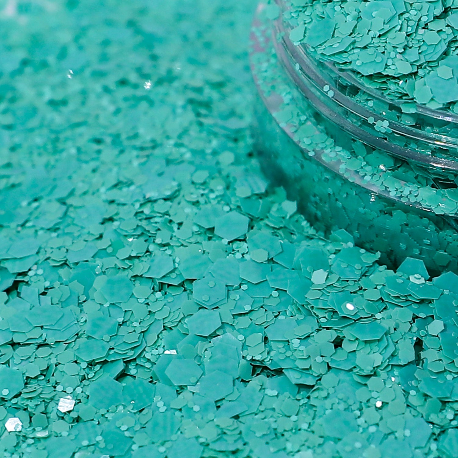 Mint Delight Matte Green Hex Glitter