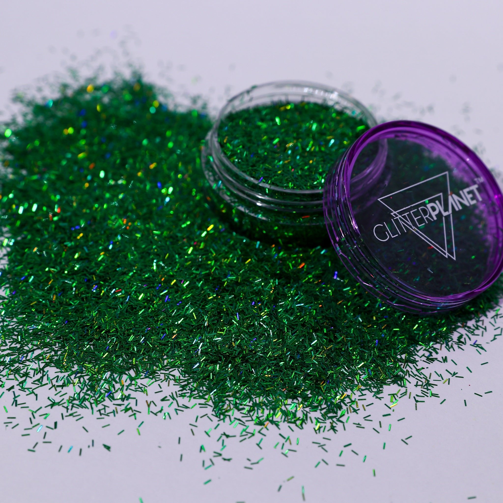 Green glitter with a container labeled &