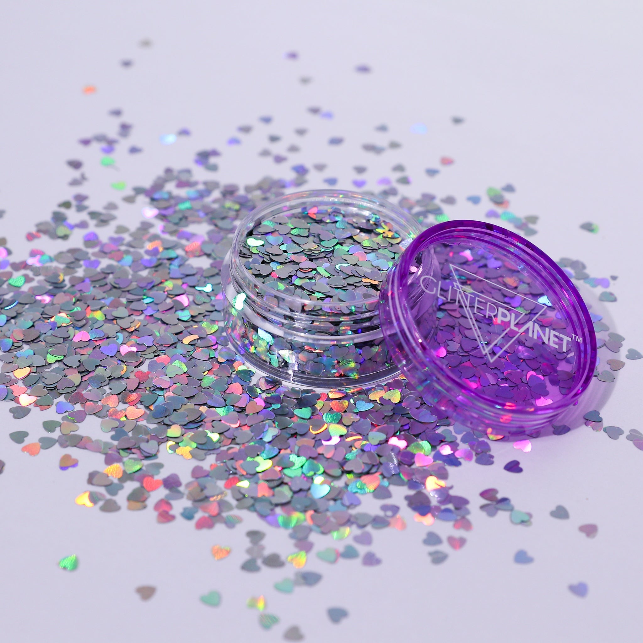 Loose Nail Glitter | Holo Silver Hearts 3g