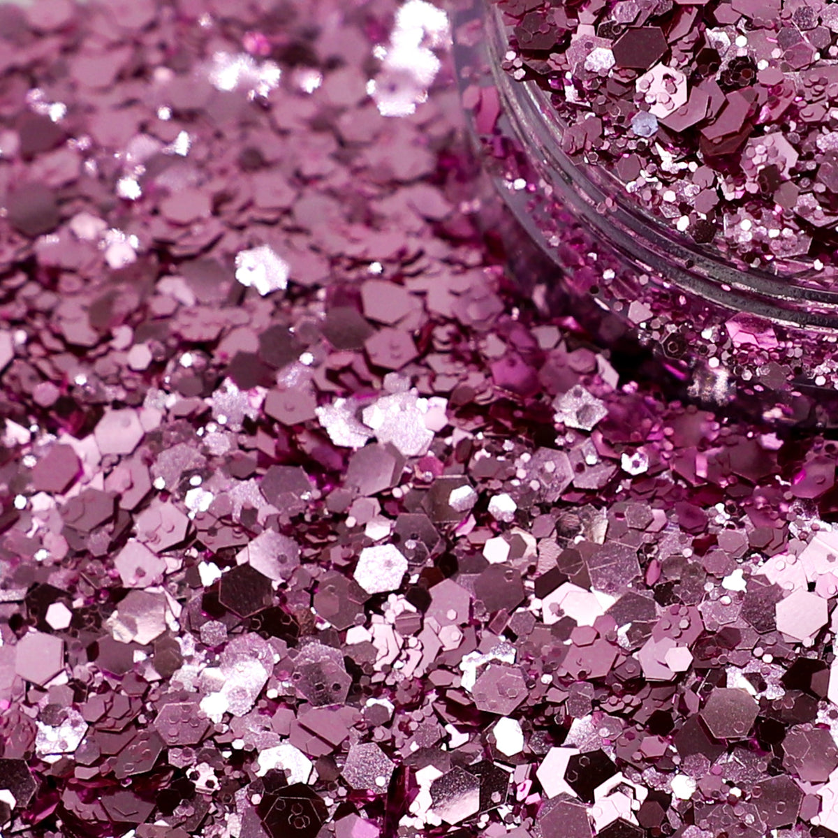 Metallic Mauve Chunky Pink Metallic Nail Glitter