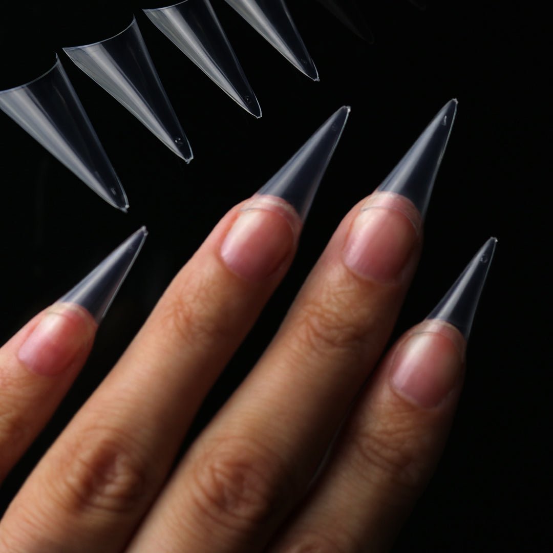 Nail Tips | Clear Pre Pinched Stiletto - 500pcs