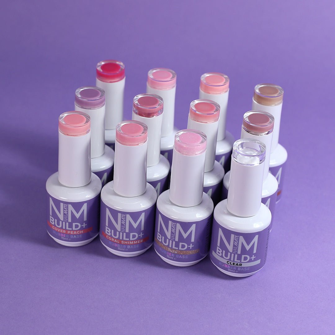 NM BUILD+ Builder Gel displayed in the bottle - all colours together