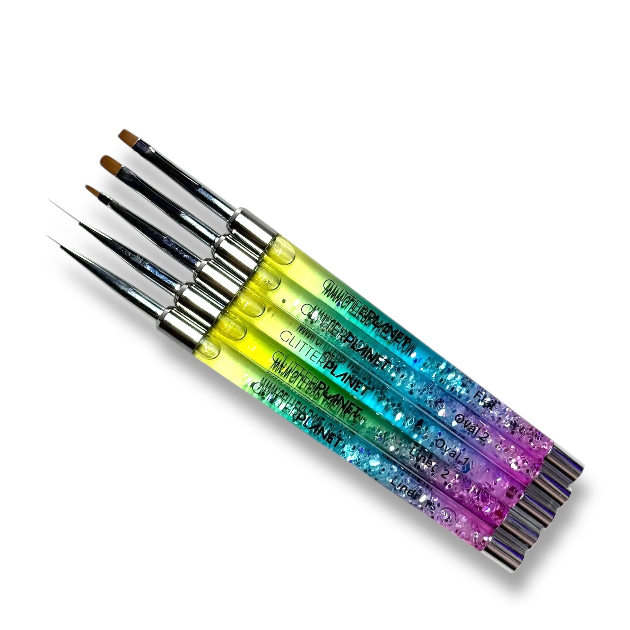 Rainbow Aqua Nail Art Brush Set - Fine Detail & Gel Art (5pcs)
