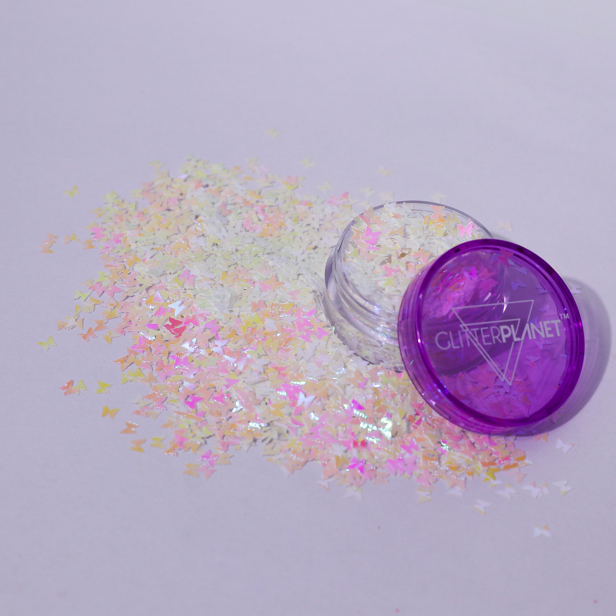White Iridescent Pink Butterfly Nail Glitter 5g