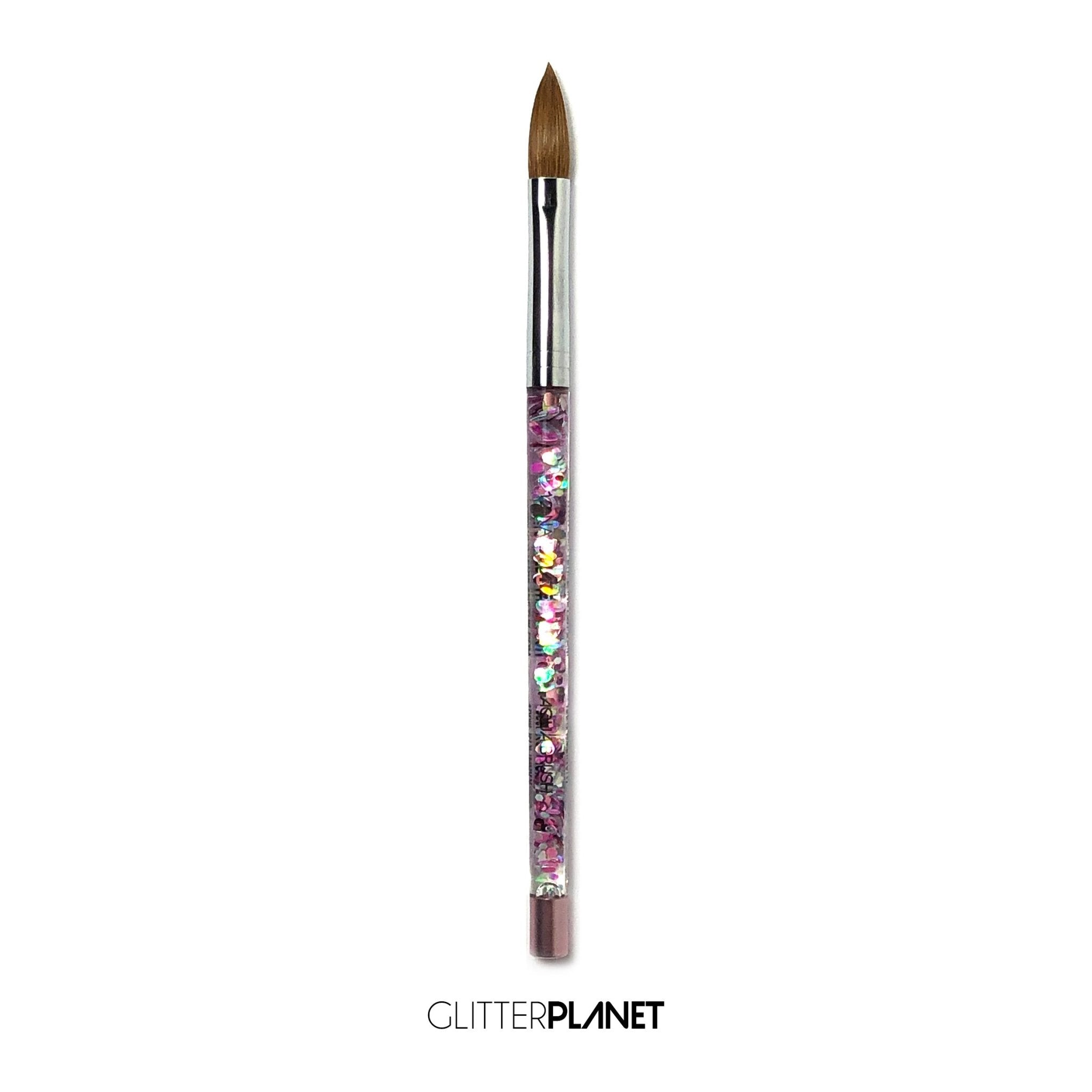 100% Kolinsky Acrylic Nail Brush | Pastel Pink Aqua