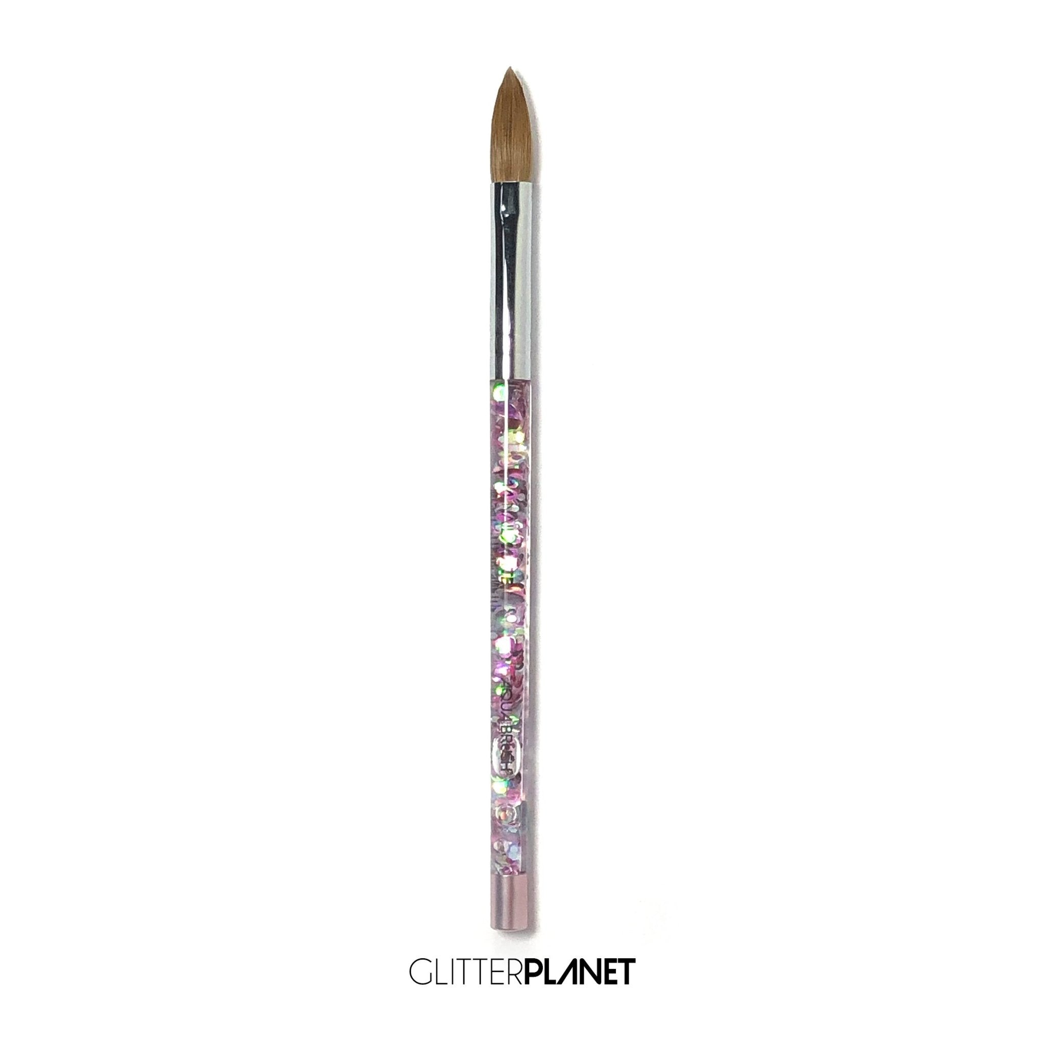 100% Kolinsky Acrylic Nail Brush | Pastel Pink Aqua