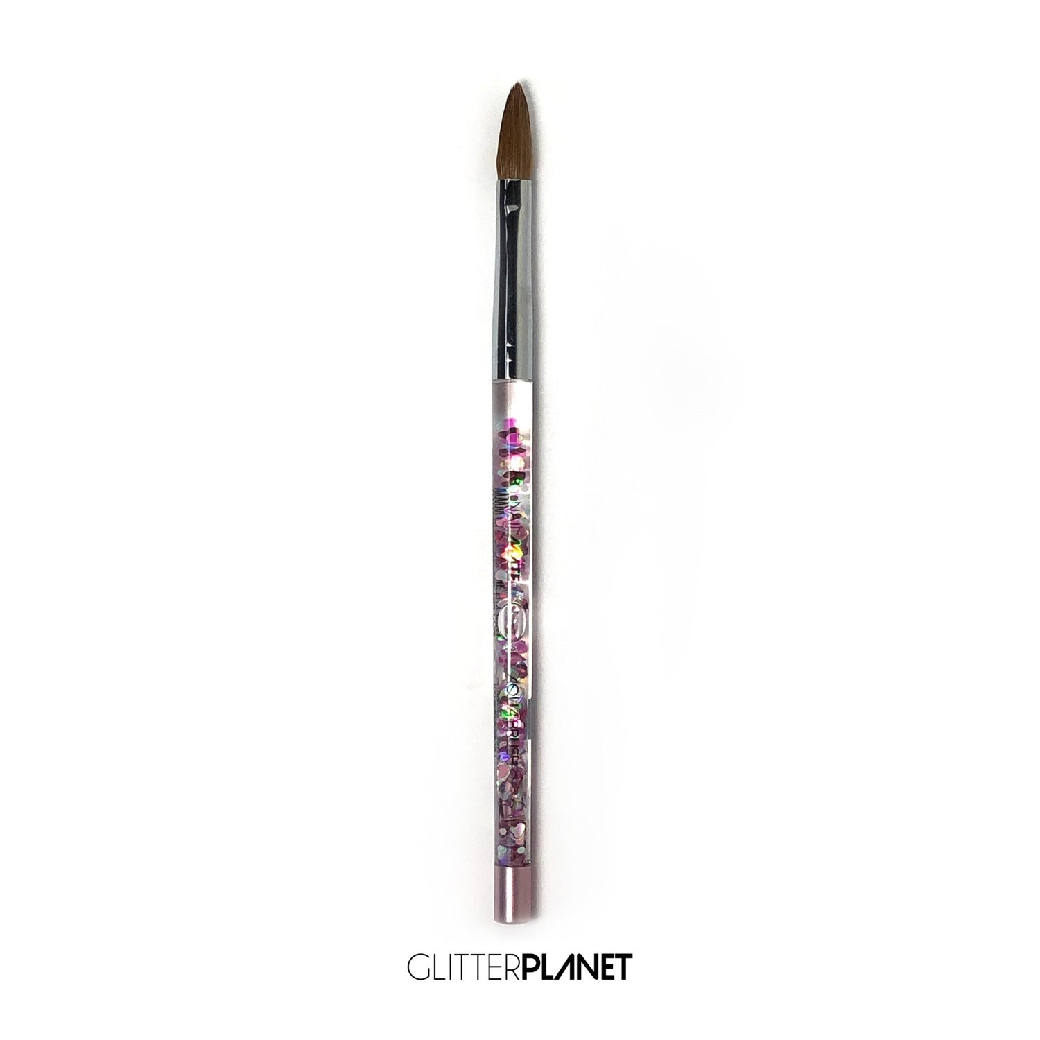 100% Kolinsky Acrylic Nail Brush | Pastel Pink Aqua