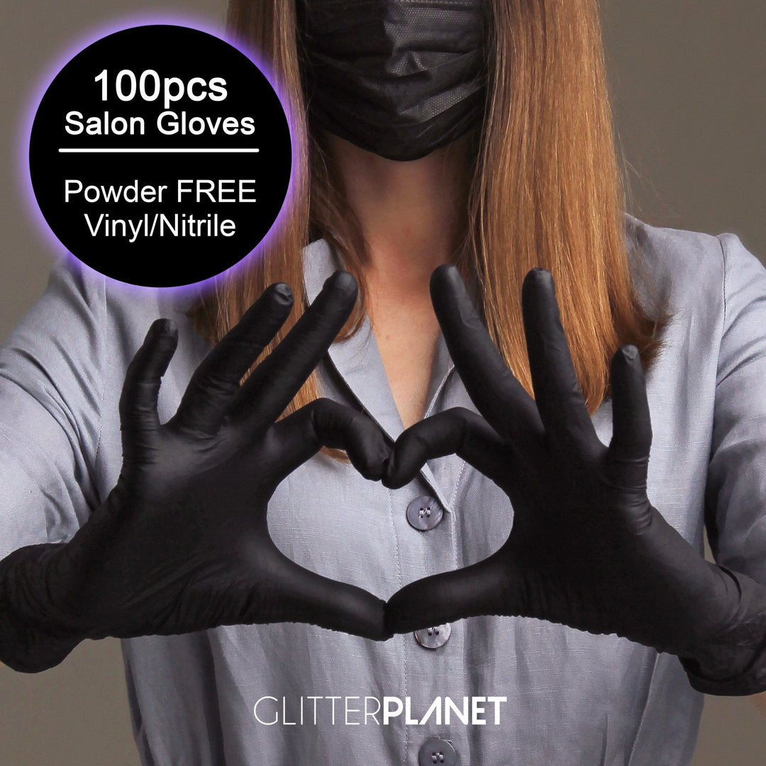 Black Finger Textured Vinyl/Nitrile Blend Gloves 100pcs/box