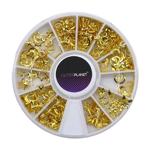 Gold Moons & Stars Nail Charms - 11 - Glitter Planet