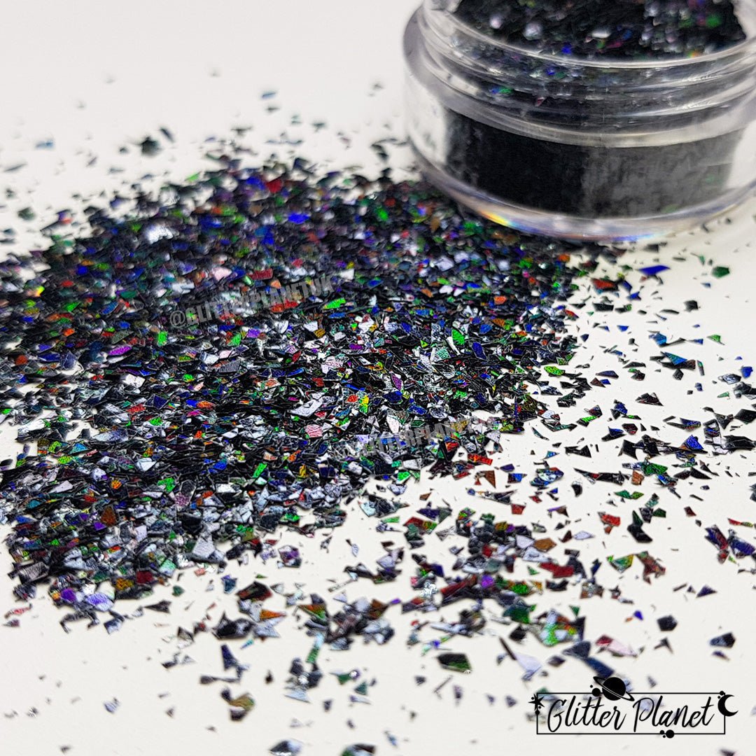 Loose Nail Glitter | Black Holographic Shards
