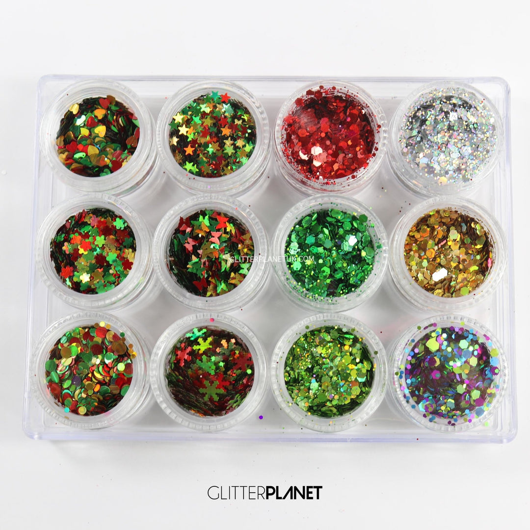 Loose Nail Glitter | Christmas 12 pcs assorted Glitter Set