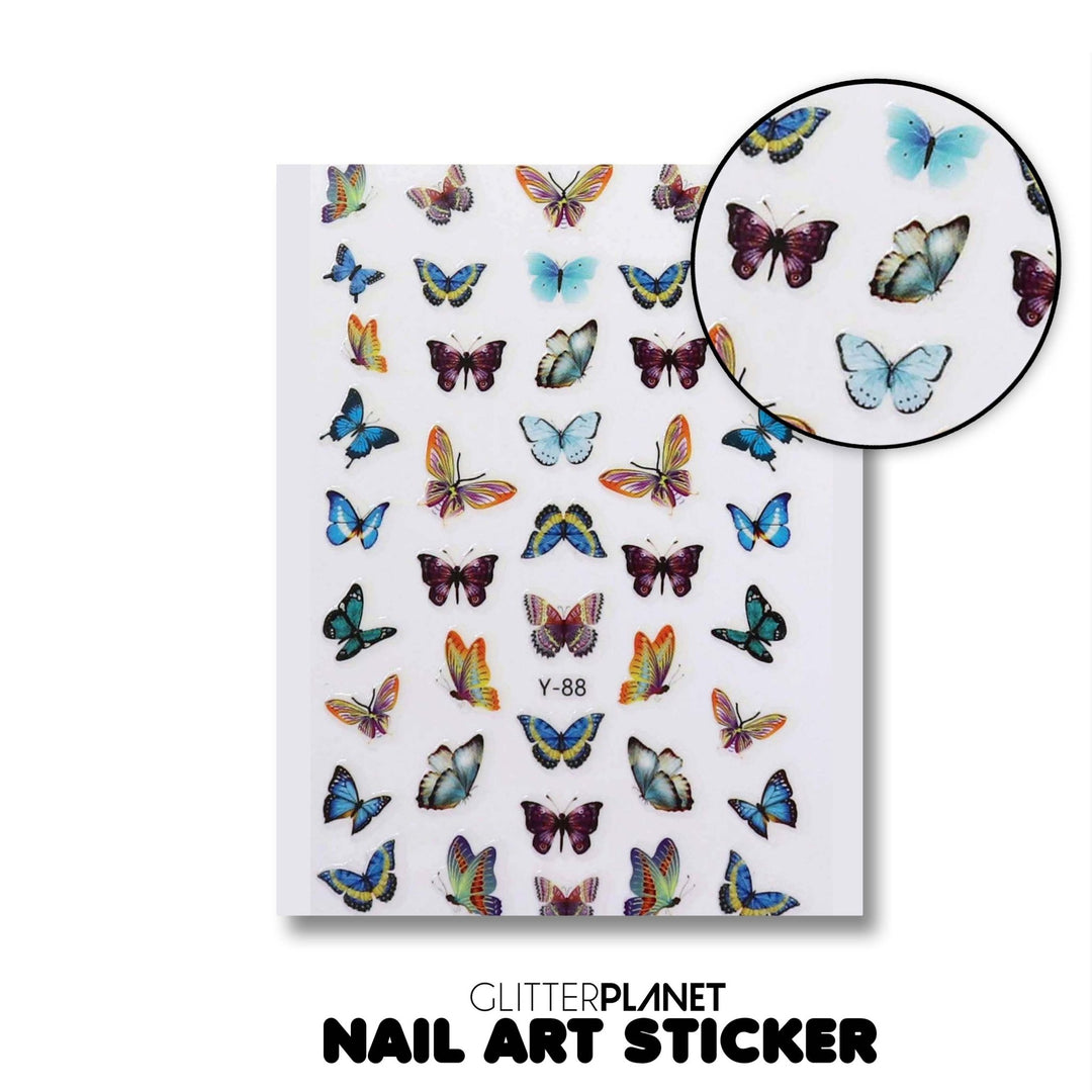 Y-88 Multi Blue & Yellow Butterfly Nail Art Stickers