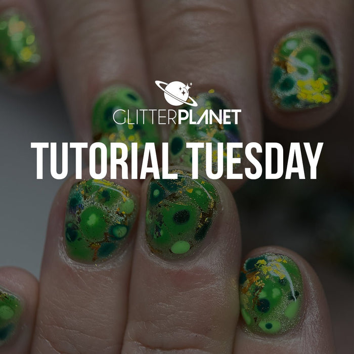 photo of the nail art design and the title tutorial Tuesday