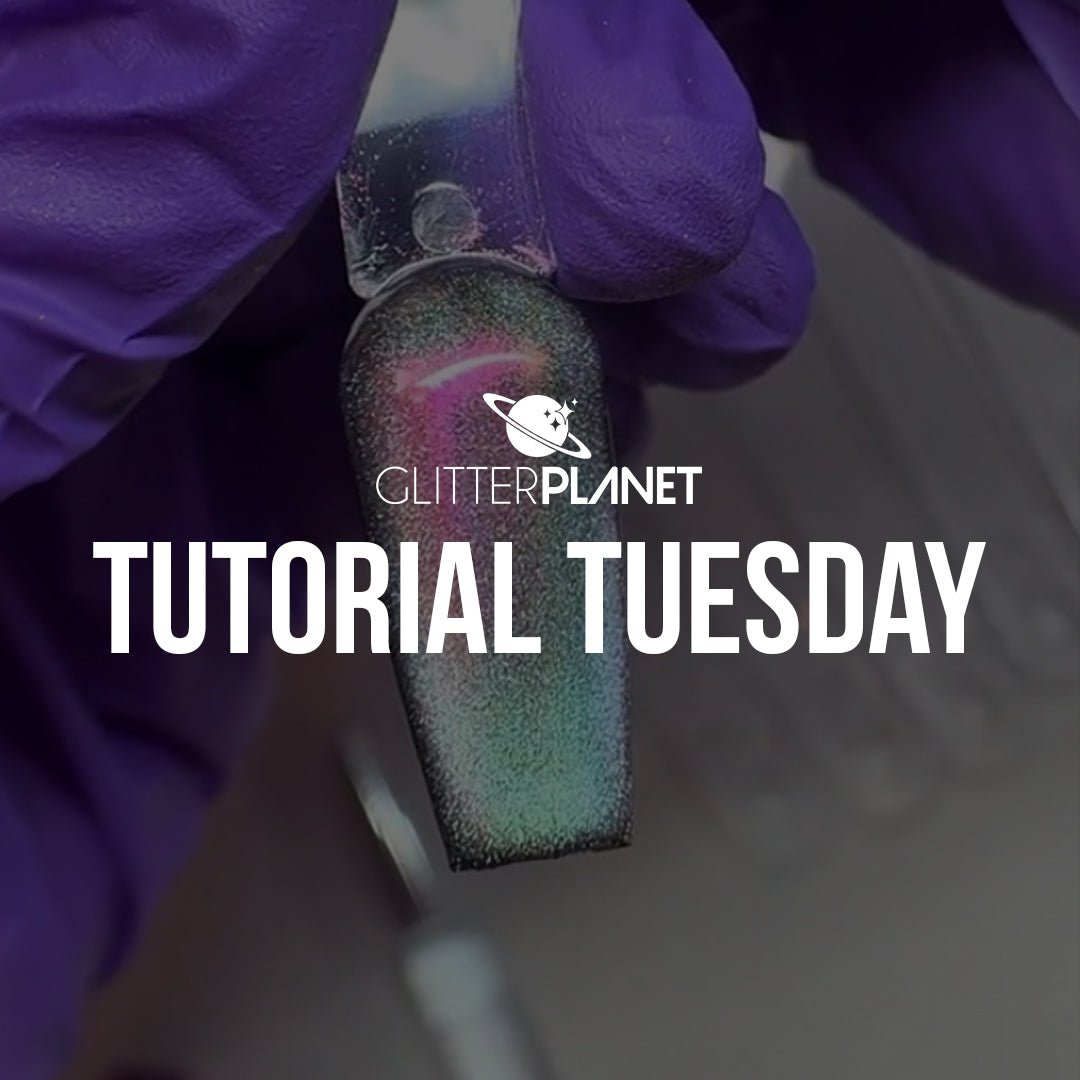 an image of the chrome nail art look with the text tutorial Tuesday over it