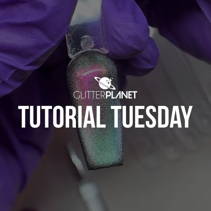 an image of the chrome nail art look with the text tutorial Tuesday over it