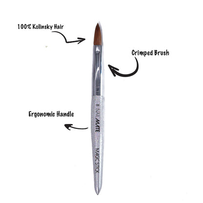 100% Kolinsky Acrylic Nail Brush | Size 8 - Magic Stick