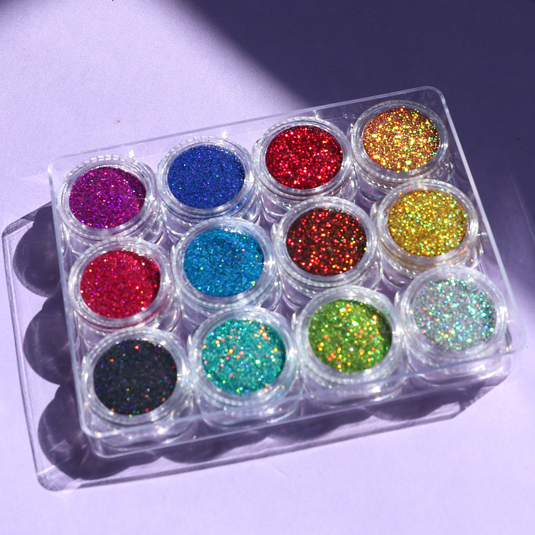 Fine Holographic 12 pcs assorted Glitter Set