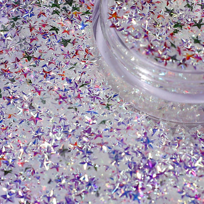 3D Iridescent Stars Loose Nail Glitter 3g