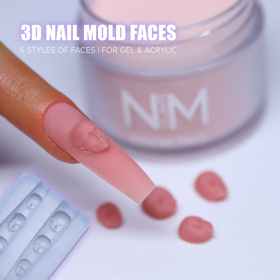 3D face nail art silicone mold with 6 miniature face designs