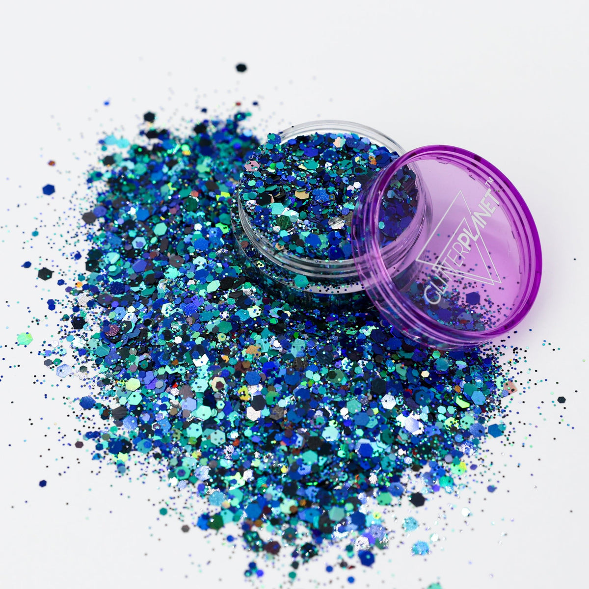 Aqua Man Teal &amp; Blue Chunky Nail Glitter