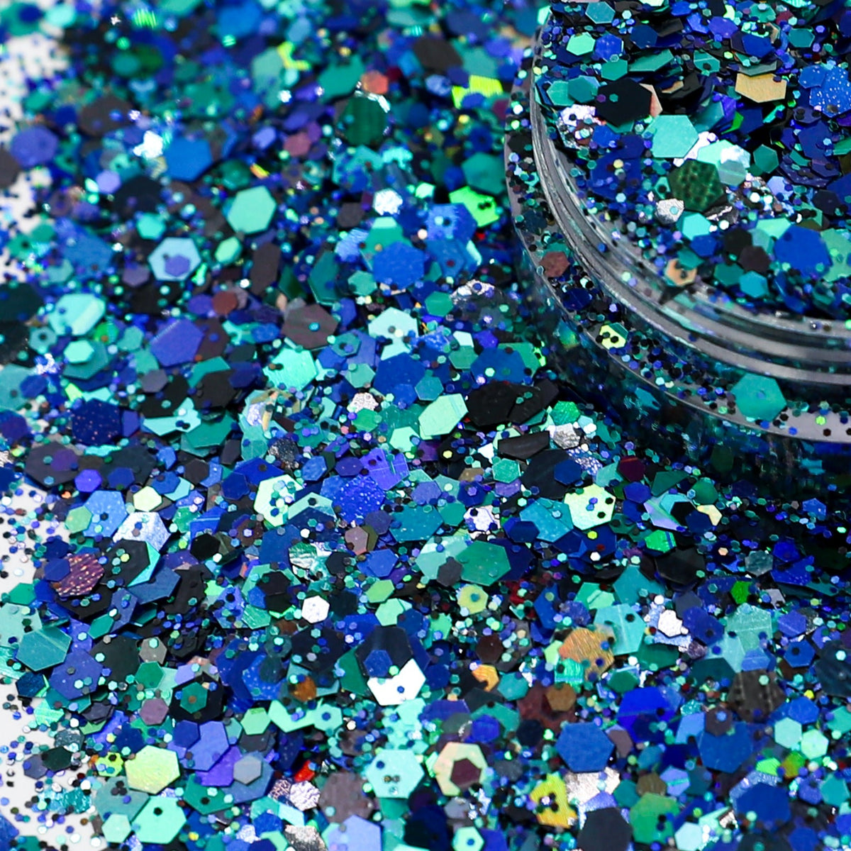 Aqua Man Teal &amp; Blue Chunky Nail Glitter