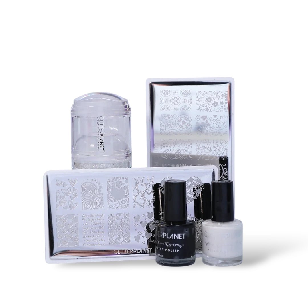 Black &amp; White Stamping Starter Kit for Nails - 5 Piece Kit