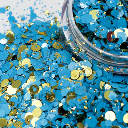 Blue Lagoon Blue &amp; Gold Nail Glitter