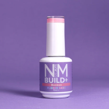 Bon Bon Pink Build+ Rubber Base Strengthening Builder Gel in a Bottle