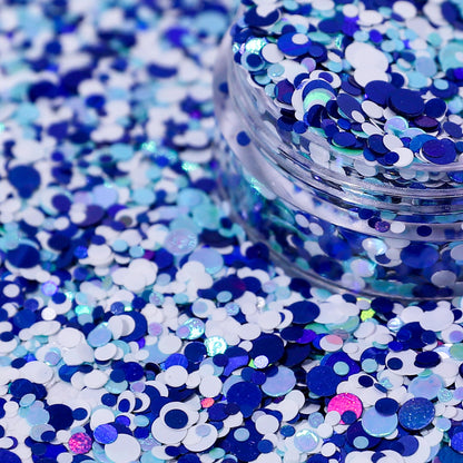 Bubbles Blue &amp; White Dot Nail Glitter 5g