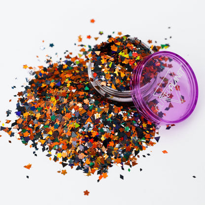 Candy Corn Orange &amp; Black Holographic Nail Glitter