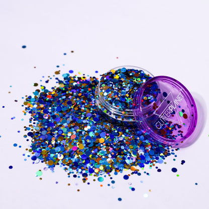 Celebrations Blue and Gold Holographic Nail Glitter