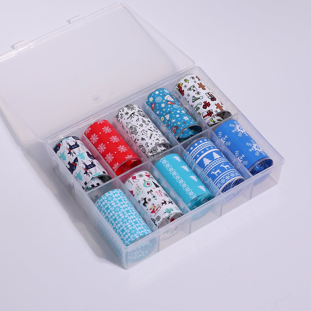 Christmas Blues Nail Art Transfer Foils 10pcs