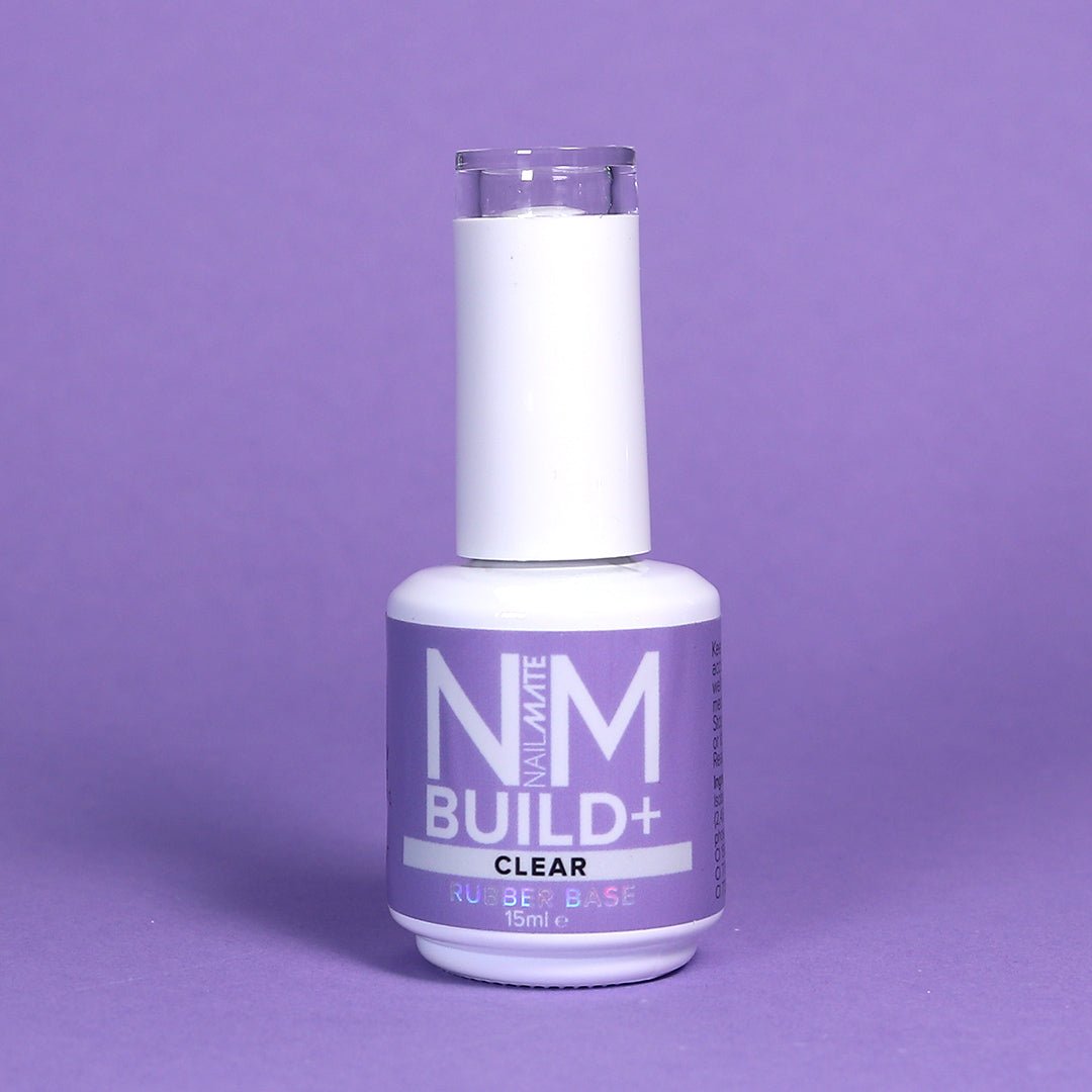 Clear Build+ Rubber Base Strengthening Builder Gel in a Bottle