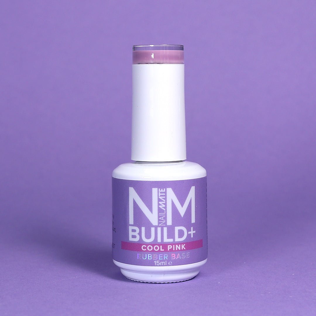 Cool Pink Build+ Rubber Base Strengthening Builder Gel in a Bottle