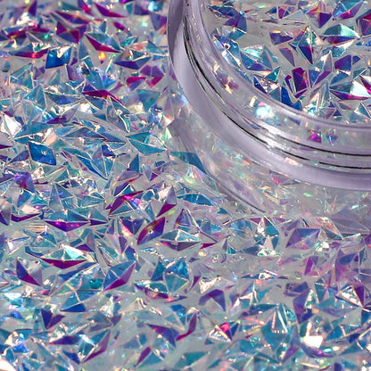 Iridescent glitter with a clear container on top