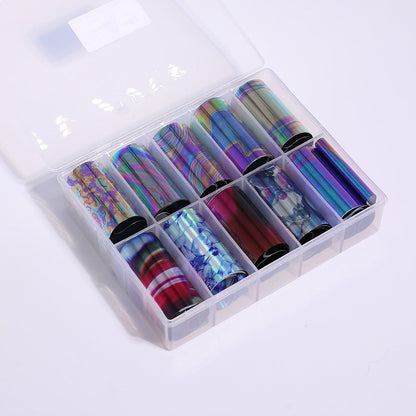 Dark Oil Spill Petrol metallic Nail Art Foil - 10pcs Set