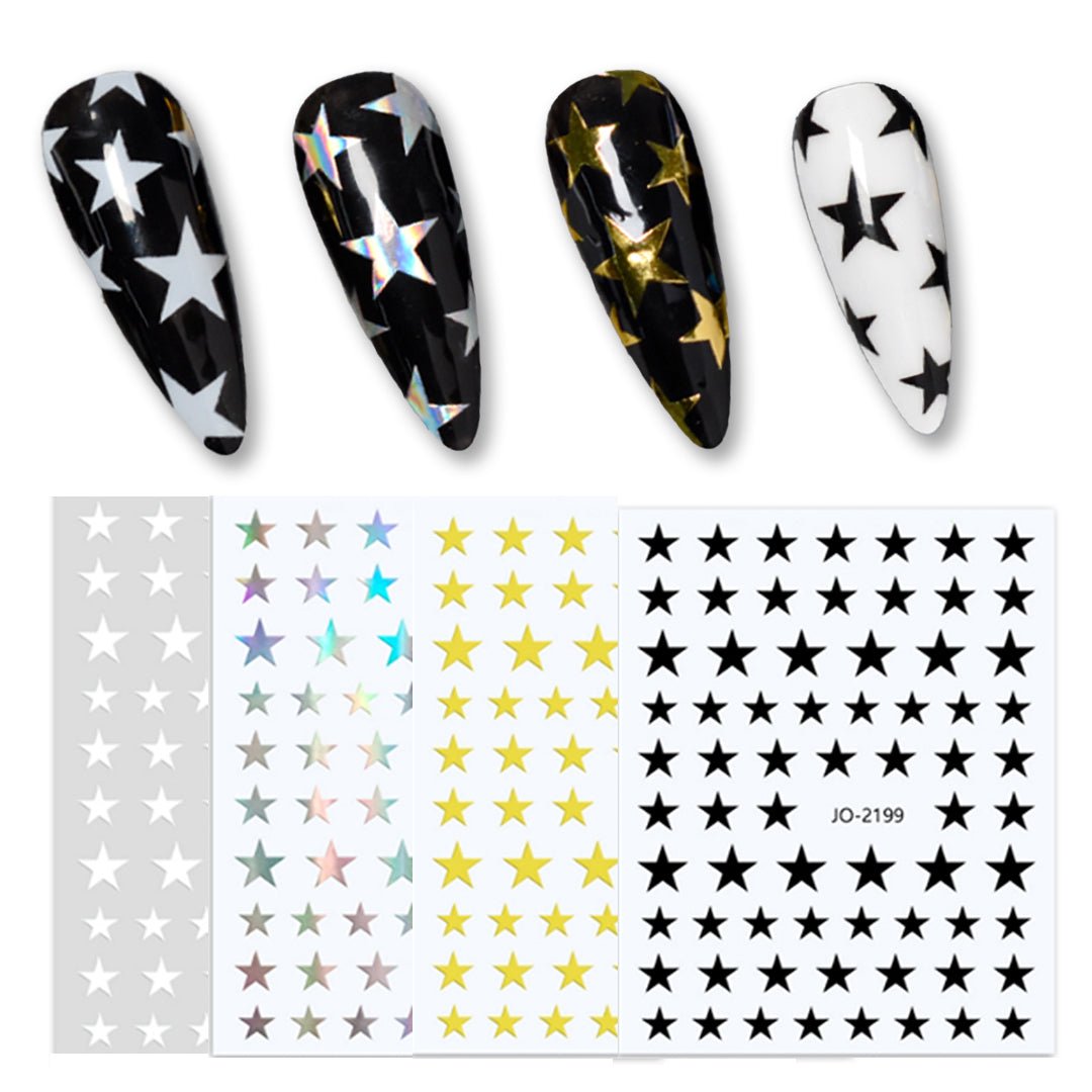 Dazzling Chunky Stars Chic Nail Art Sticker / Metallic