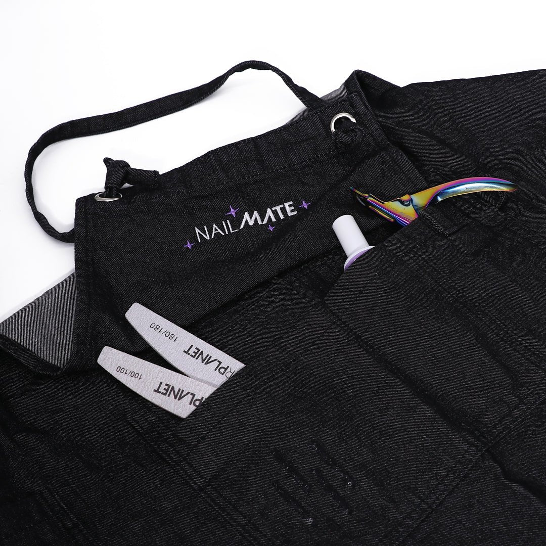 Denim Effect Distressed Apron with Pockets