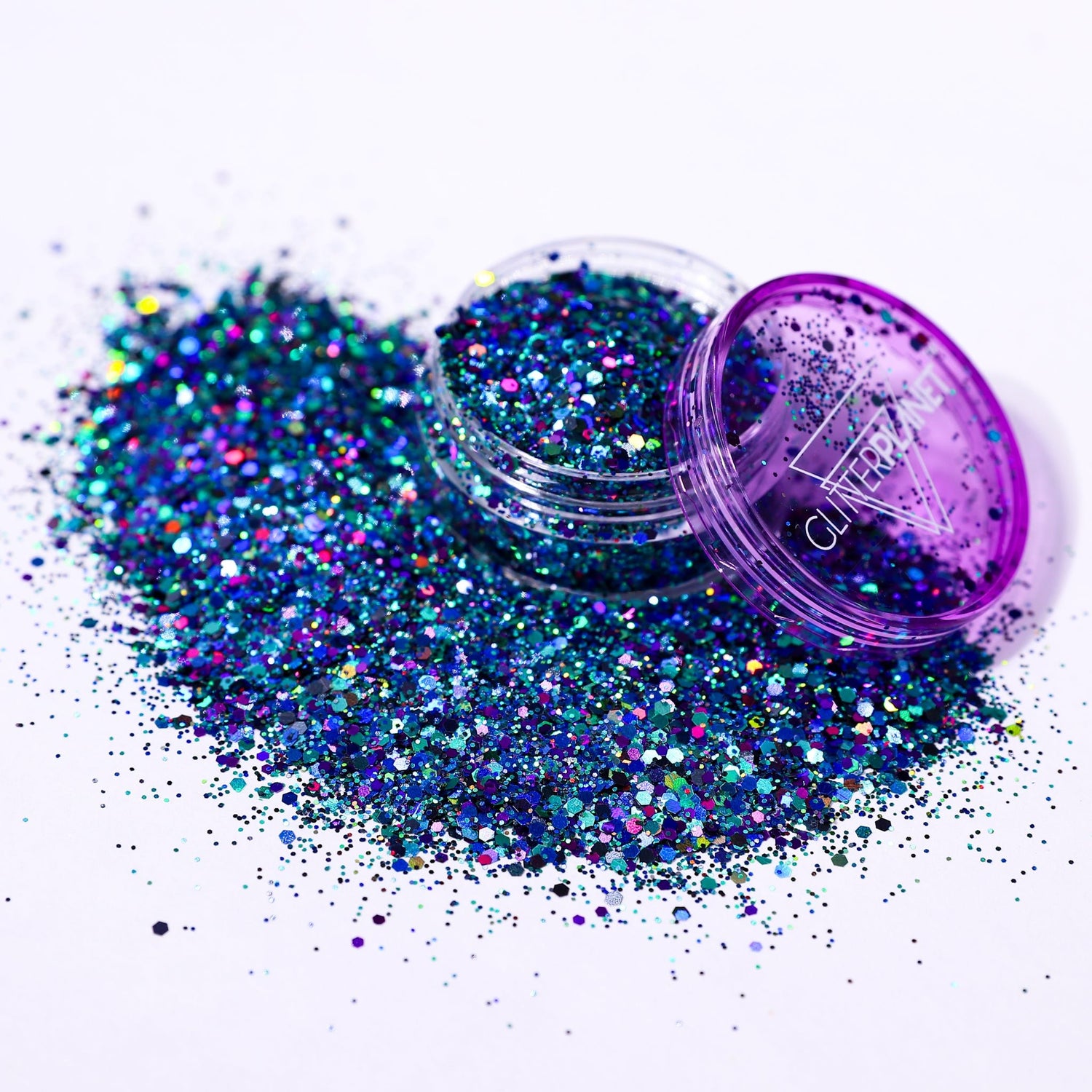 galaxy nail glitter in pot with glitter planet logo 