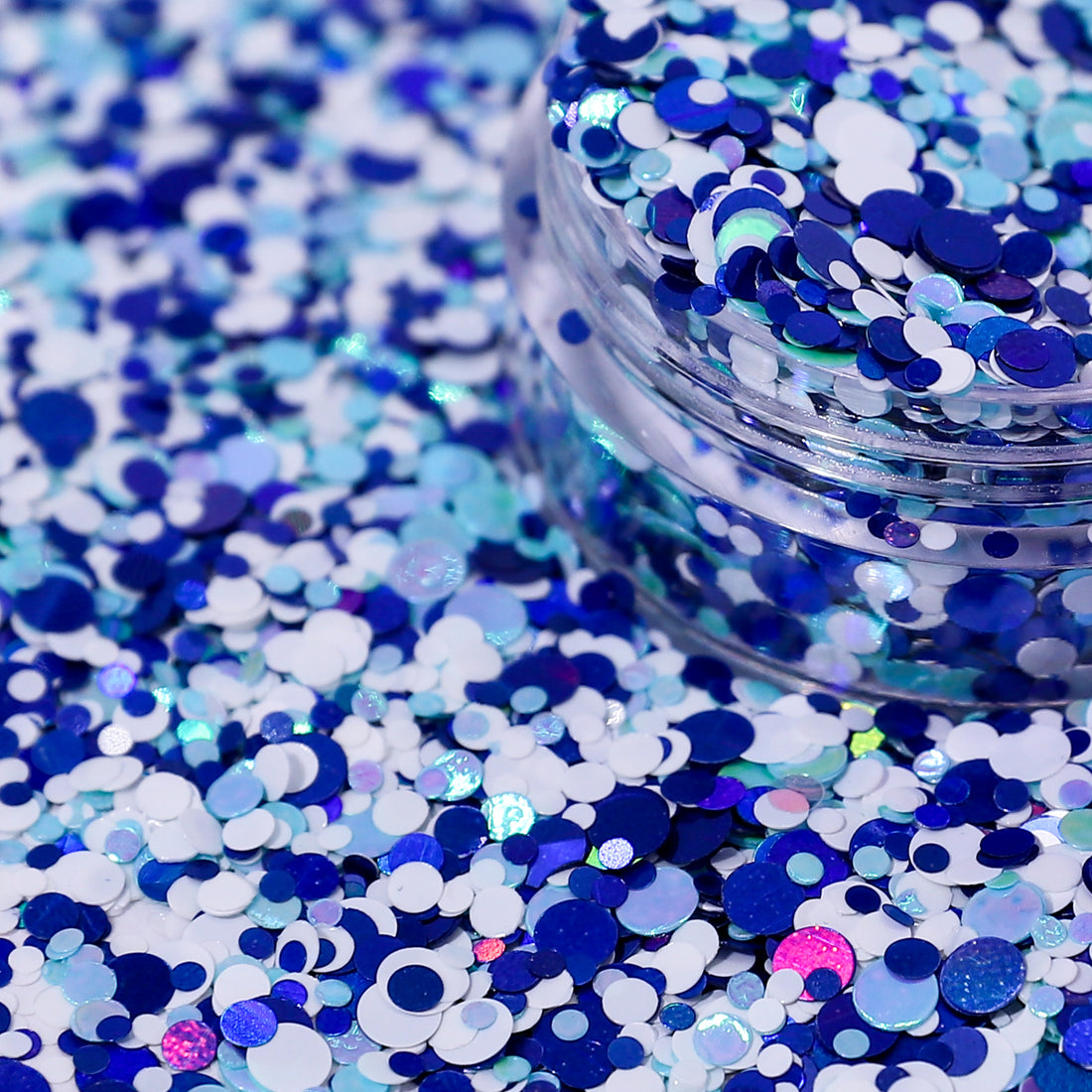 Bubbles Blue & White Dot Nail Glitter 5g