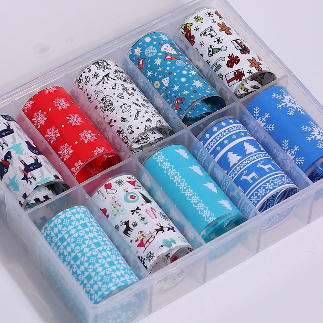 Christmas Blues Nail Art Transfer Foils 10pcs